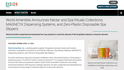 World Amenities Announces Nectar and Spa Rituals Collections, MAGNETIX Dispensing Systems, and Zero-Plastic Disposable Spa Slippers